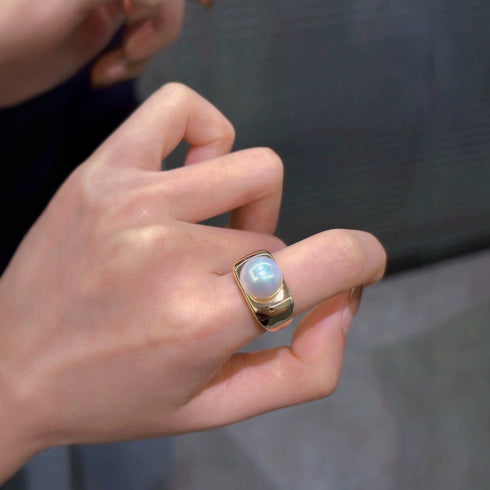 Edison Pearl Square Ring - 18K Gold Vermeil / S925 Silver